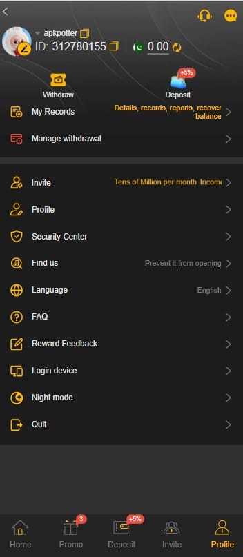 188PKR Game Profile Dashboard