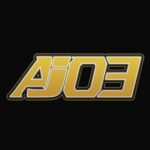 AJ03 Game Download APK logo rendered in gold and black on the app startup screen