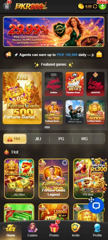 PKR 999 Game APK Download – Tested on Android (Pixel 8a) 3 PKR 999 game slots section showing JILI PG WG tabs and hot games list