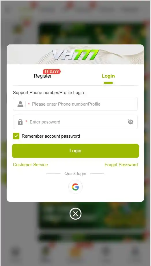 User authorization overlay display showing password fields and a quick-login button shortcut