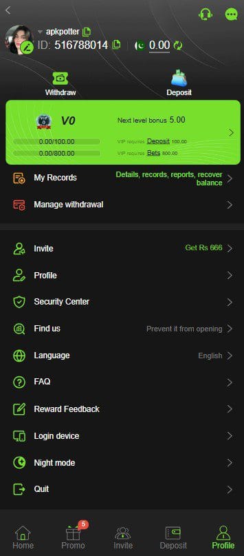 666d game user profile settings