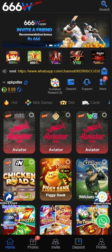 666w game main dashboard menu