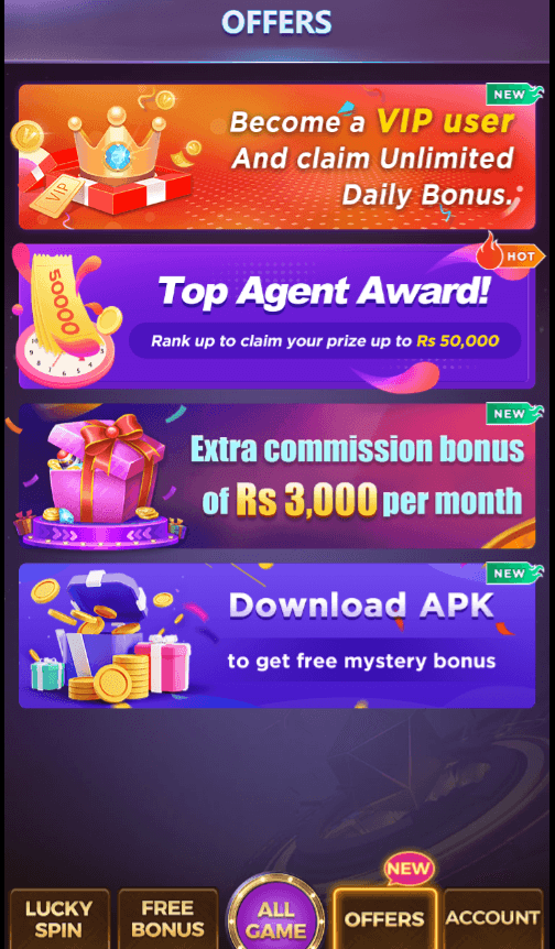 WIN3799 Game promotions page showing VIP user daily bonus and top agent award offers