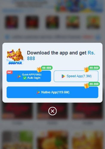 888PKR Game APK Interface Overview home
